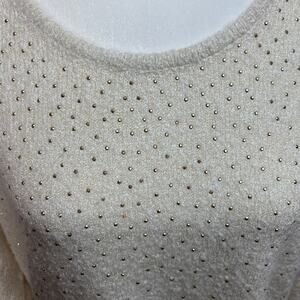 Metallic Cozy Glam Shimmer Gold Embellished Knit Sweater Women XL Rebecca Malone